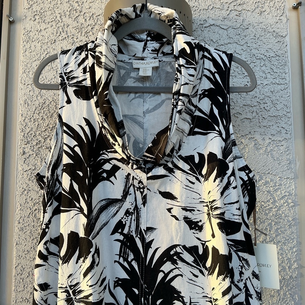 NWT Cynthia Rowley High Low Tent Midi Dress Linen Blend Extra Large Lagenlook - Picture 5 of 12